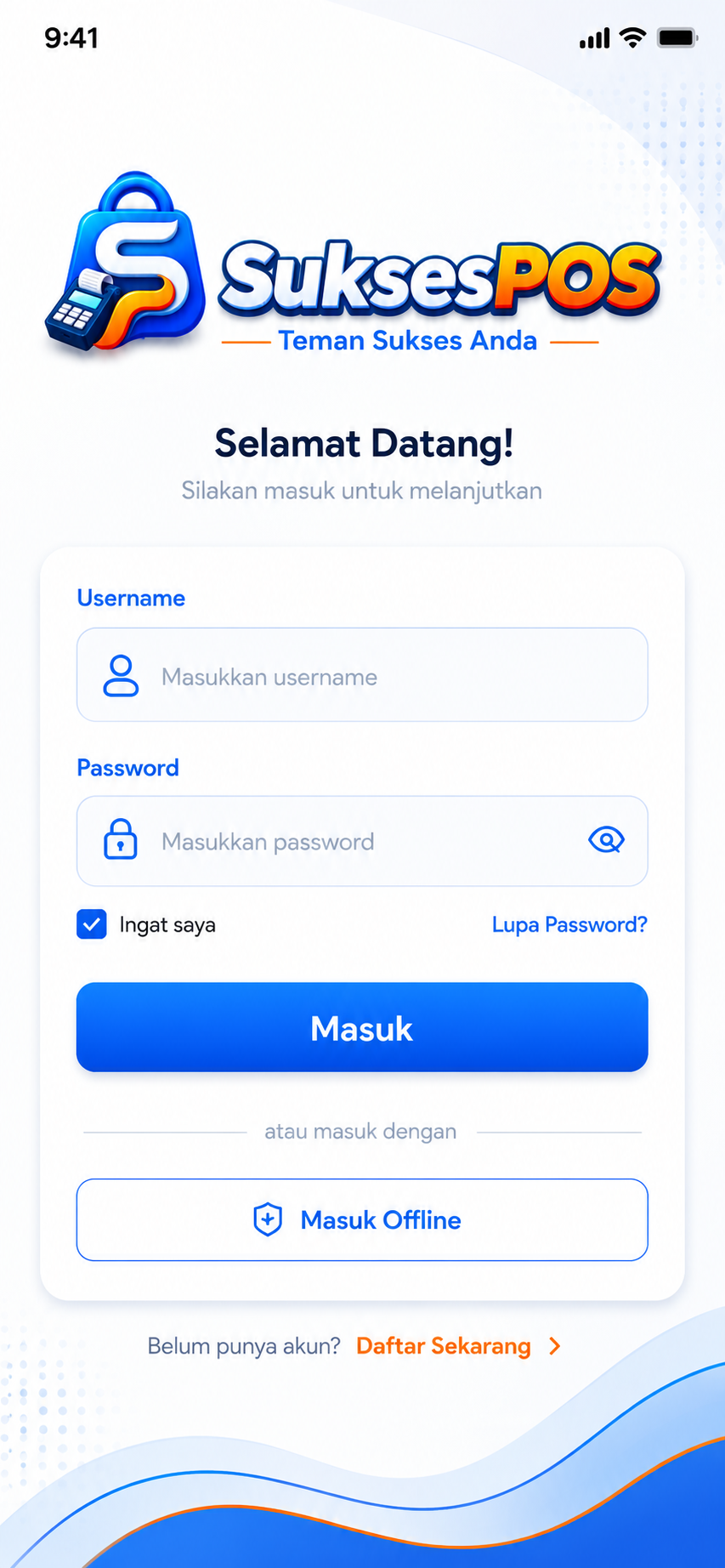 Halaman login dan kasir SuksesPOS